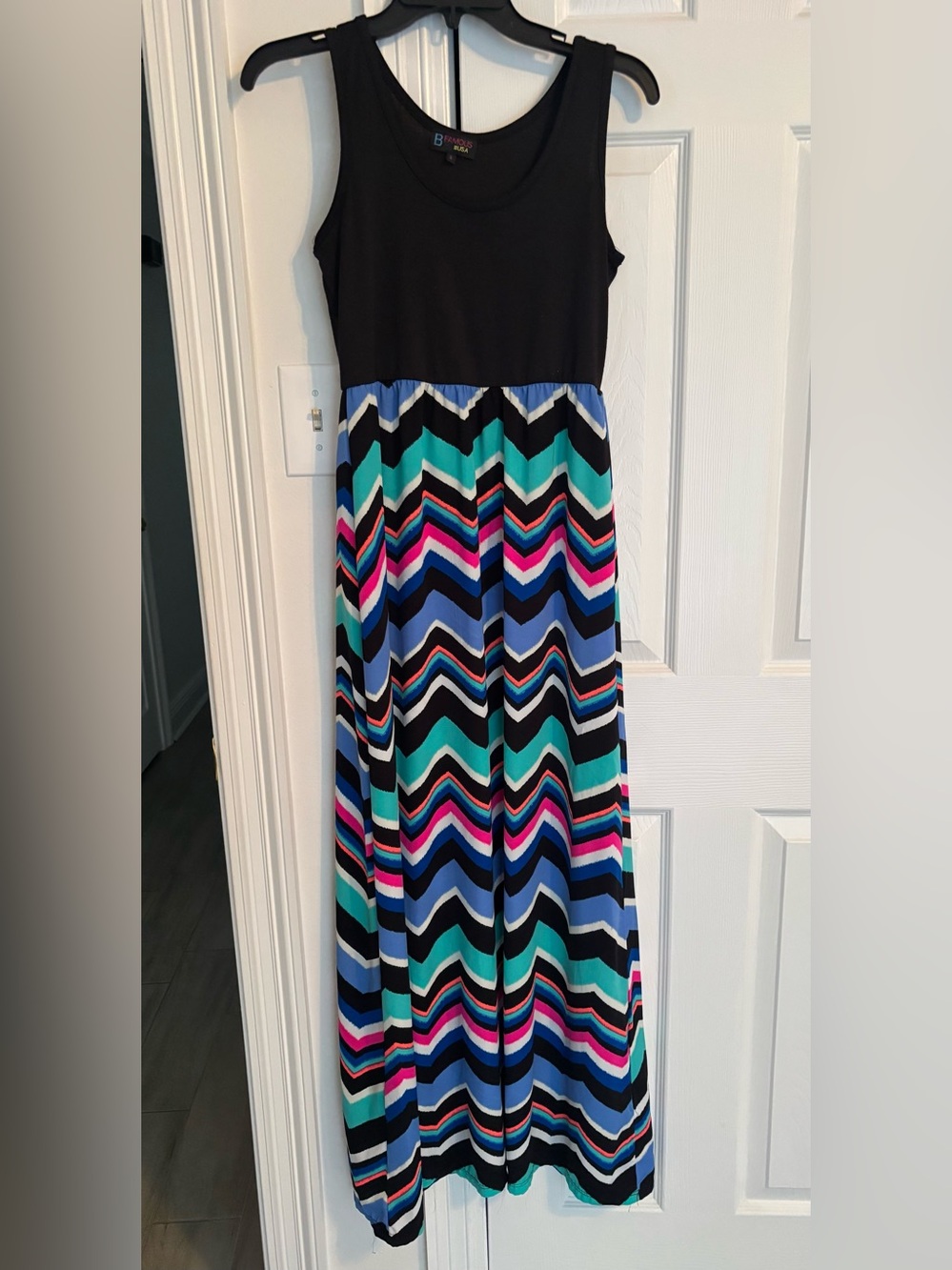 Black Tank Chevron Maxi Dress, Small